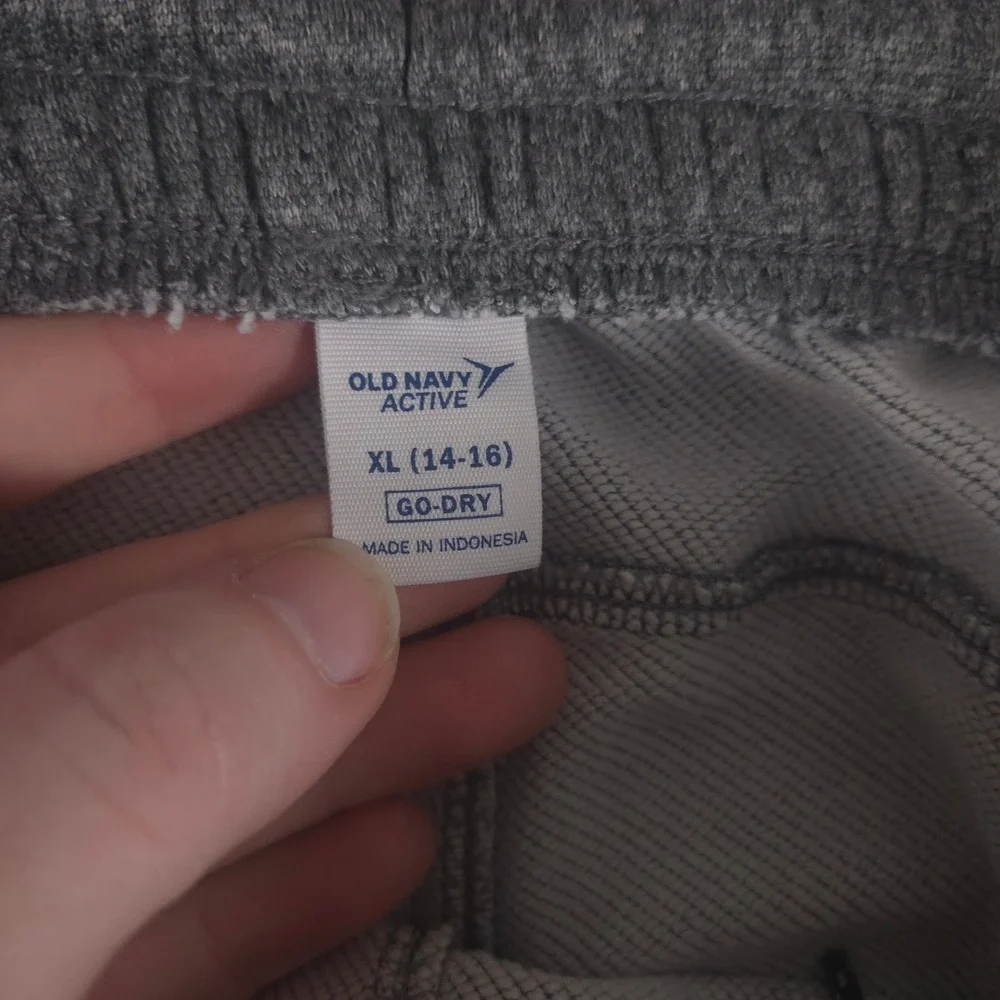 Old Navy Pants Boys XL Gray Side Snap French Terry Go-Dry Straight Leg Athletic
